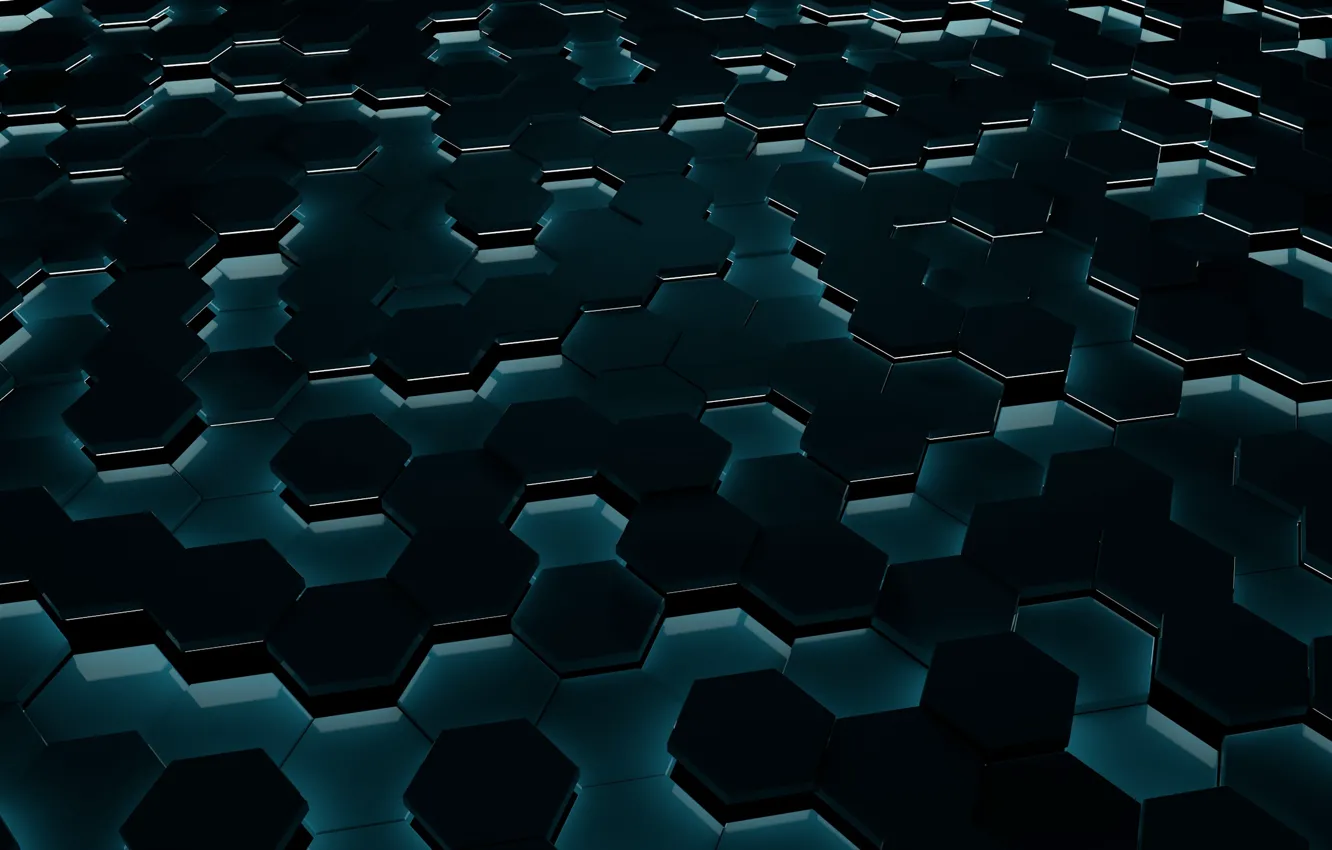 Photo wallpaper hexagons, abstaction, light & dark