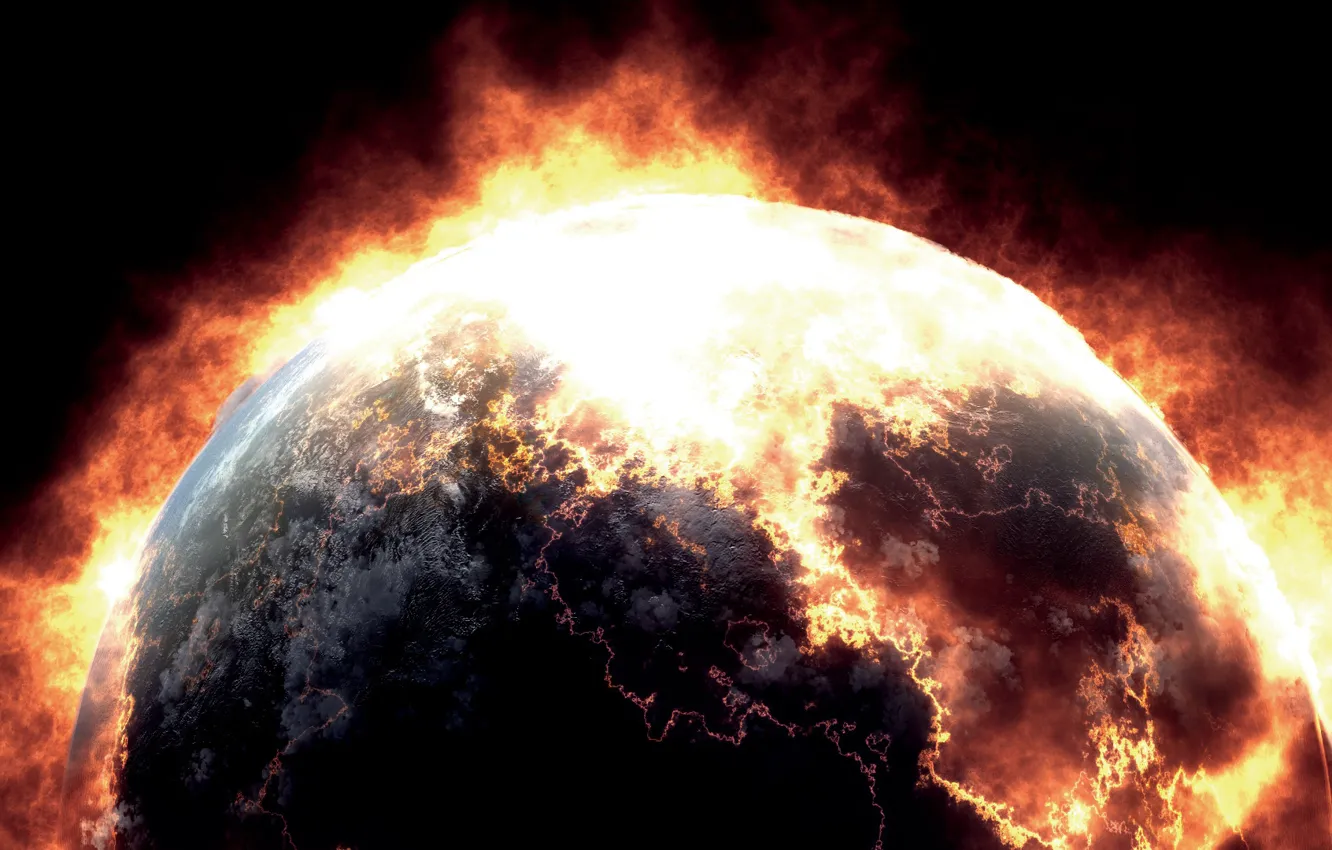 Photo wallpaper the explosion, planet, disaster