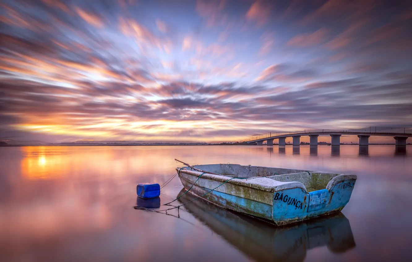 Photo wallpaper sunrise, Portugal, The Ria de Aveiro