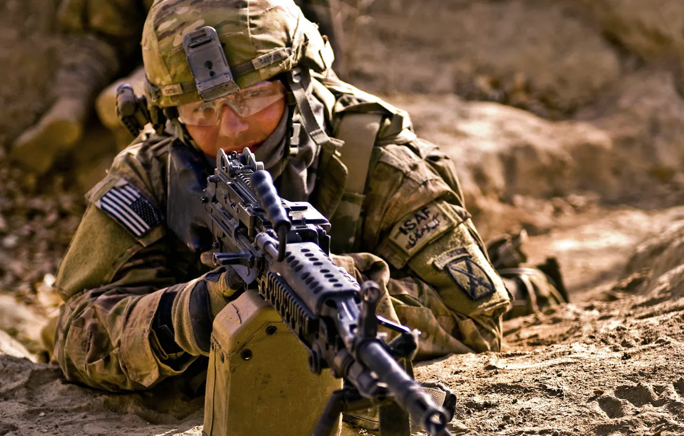 Photo wallpaper weapons, soldiers, machine gun