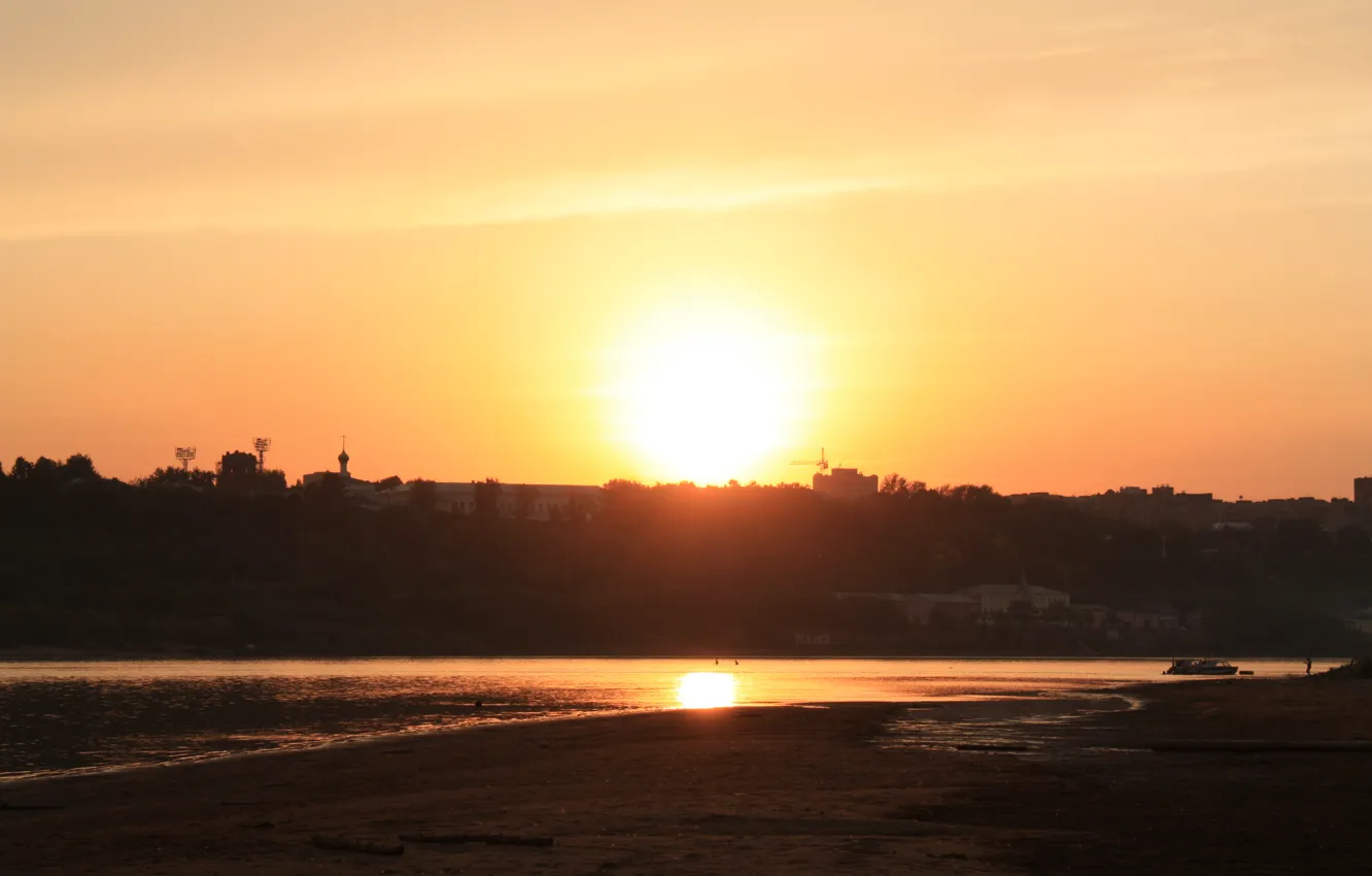 Photo wallpaper water, the sun, sunset, nature