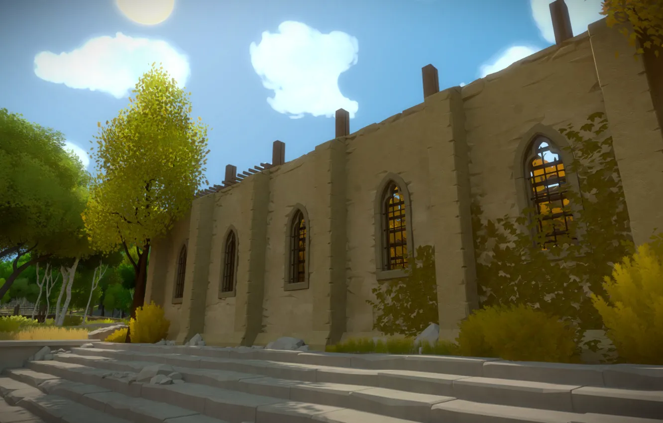 Photo wallpaper Church, the ruins, The Witness