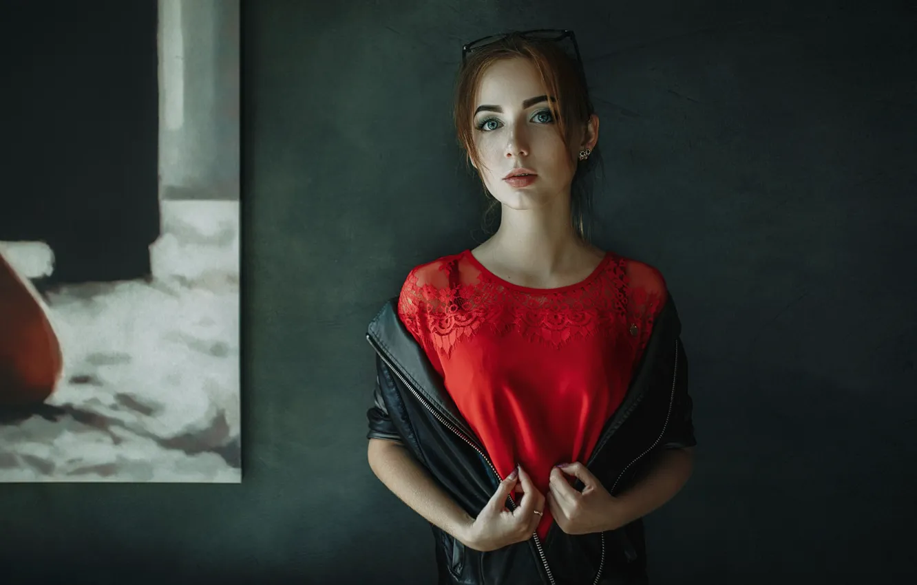 Photo wallpaper look, girl, hair, glasses, Andrey Metelkov, Andrey Metel'kov