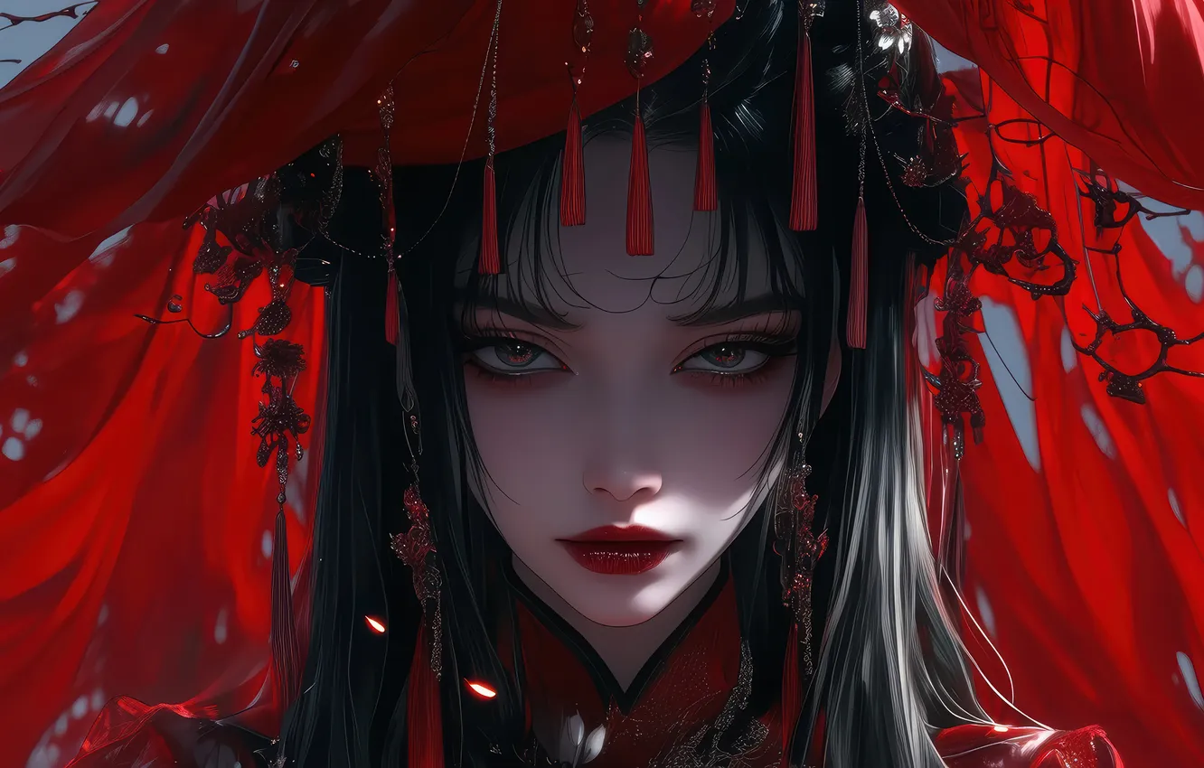 Photo wallpaper girl, fantasy, anime, face, anime girl, AI Art, AI Generated