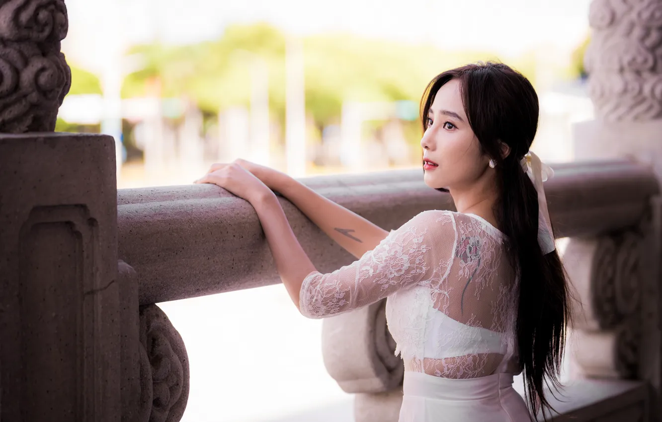 Photo wallpaper look, hands, Asian, bokeh