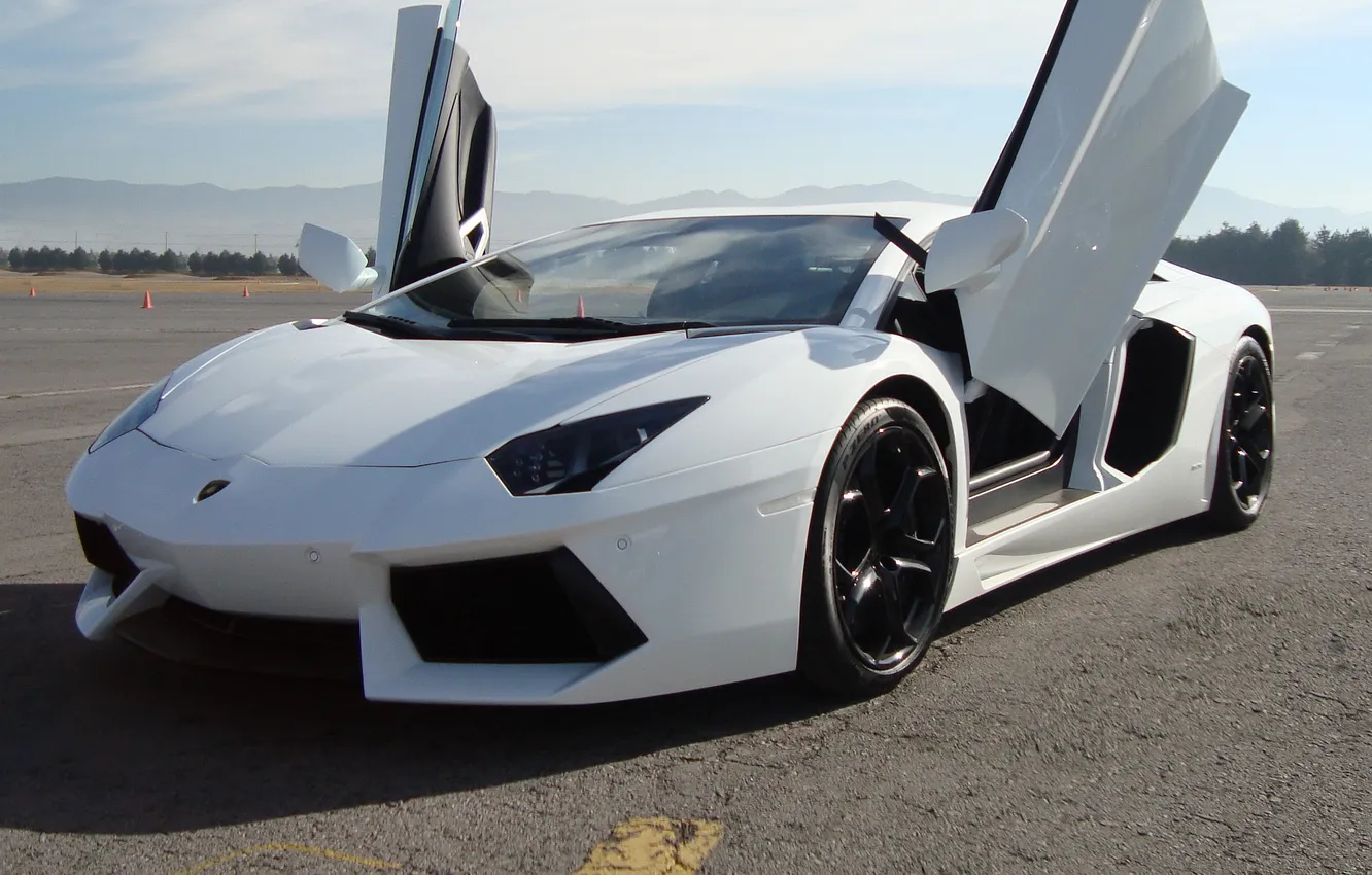 Photo wallpaper white, Lamborghini, white, front view, LP700-4, Aventador, Lamborghini, aventador