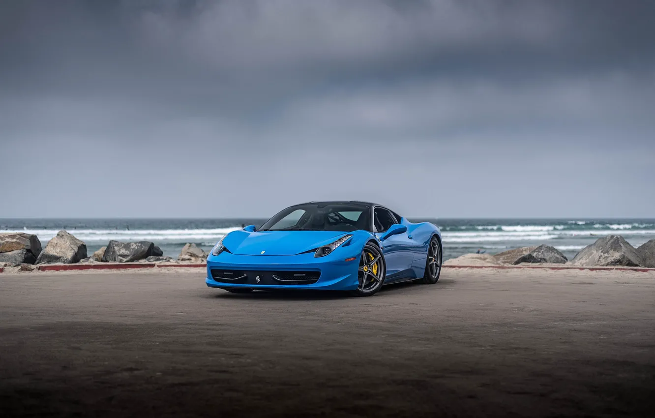 Photo wallpaper Ferrari, 458, Blue