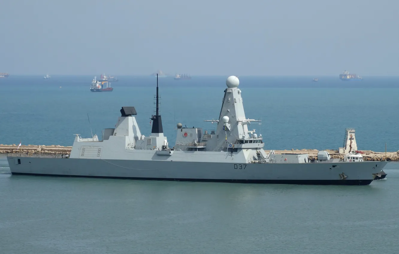 Photo wallpaper destroyer, Haifa, HMS Duncan, Visit