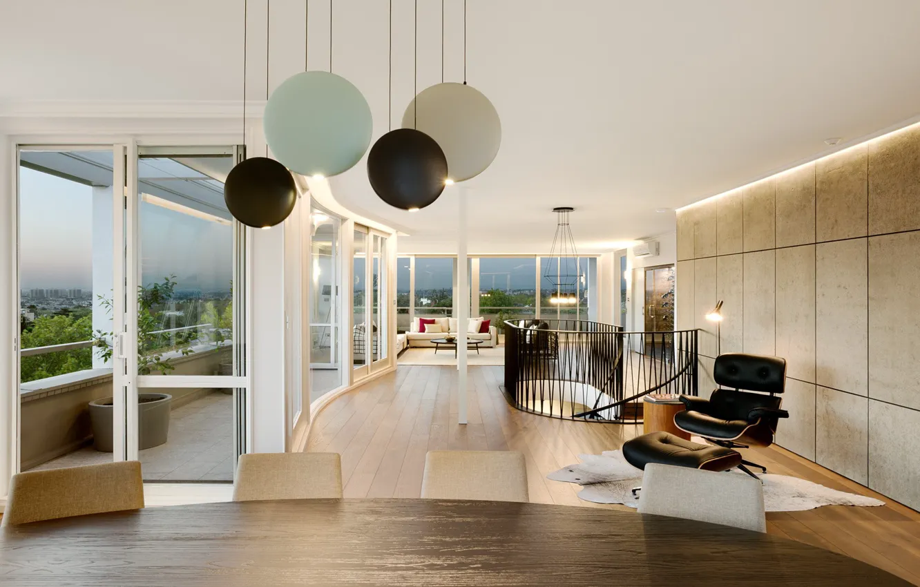 Photo wallpaper living room, luxurious, interior, Villa, Sky Living, dining room