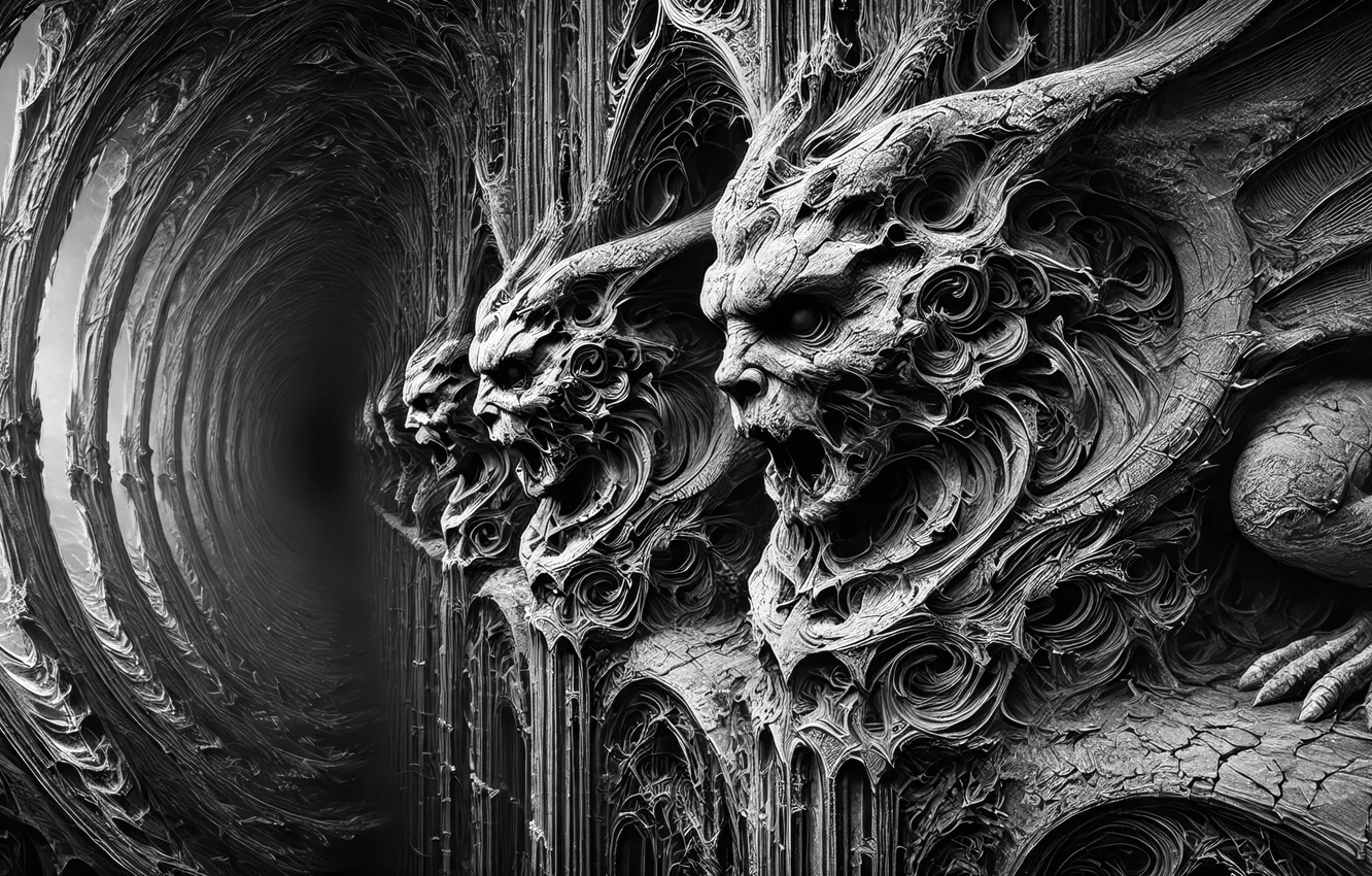 Photo wallpaper face, head, the tunnel, profile, sculpture, grimace