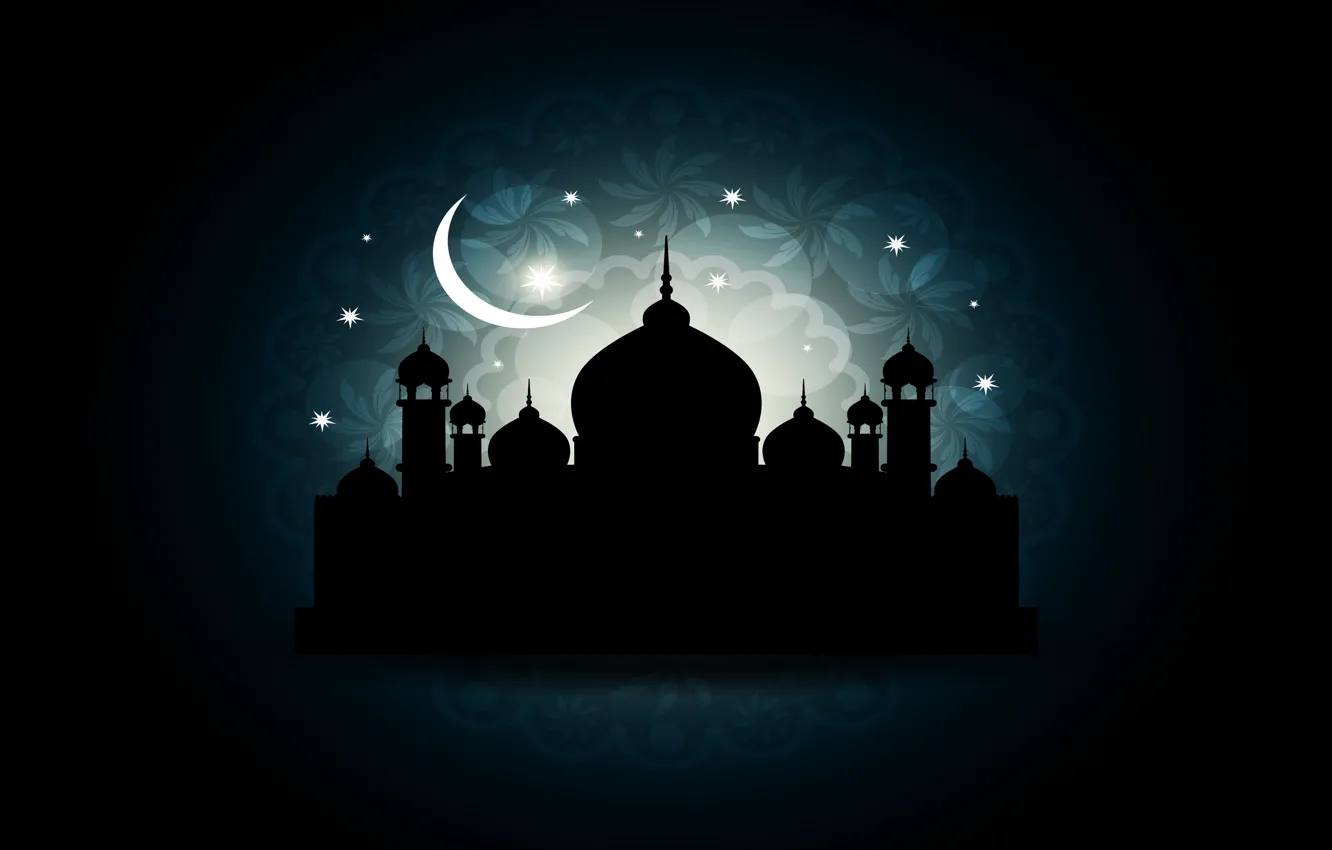 Photo wallpaper background, black, mosque, Islam