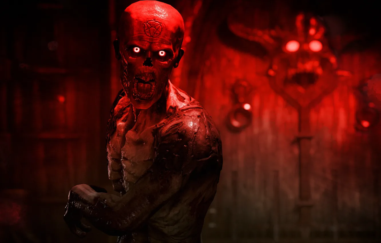 Photo wallpaper red, blood, game, evil, Doom