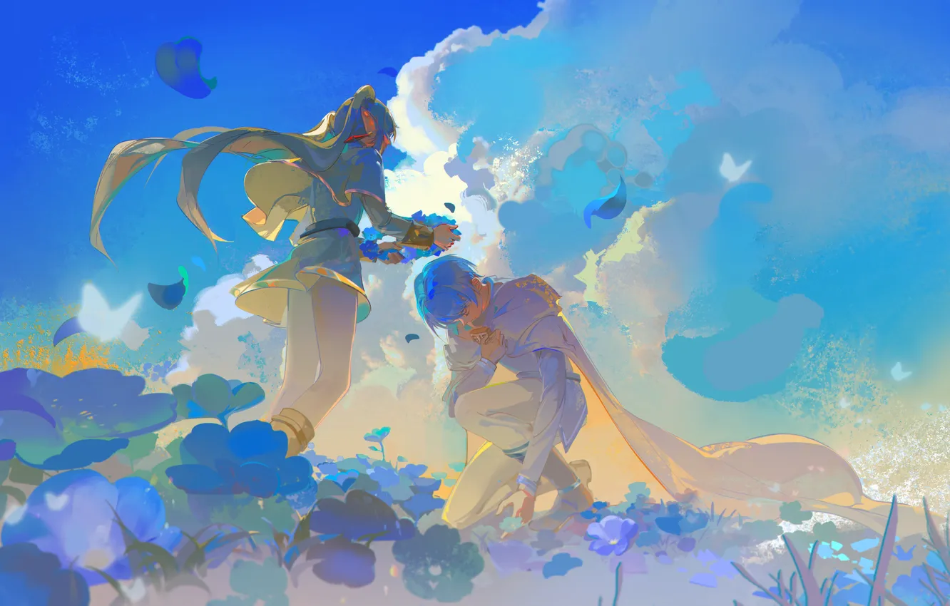 Photo wallpaper clouds, flowers, wreath, Sky, Freeze, Sousou No Frieren, The last-minute Freeran