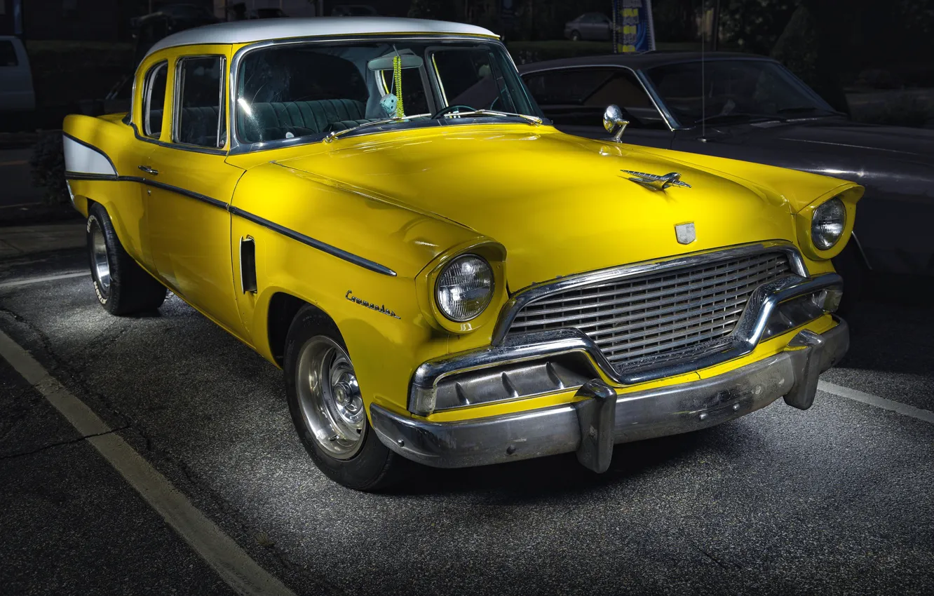 Photo wallpaper yellow, car, Studebaker, Commander