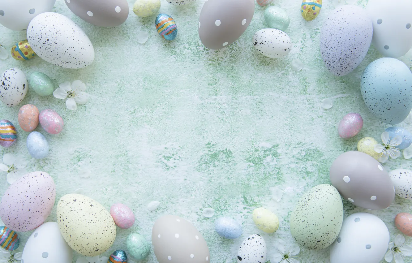 Photo wallpaper flowers, eggs, spring, Easter, flowers, spring, Easter, eggs