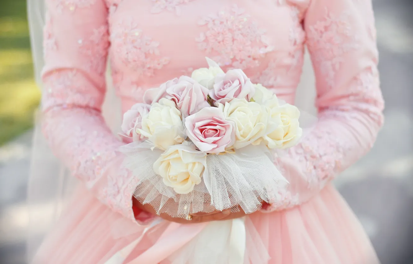 Photo wallpaper roses, bouquet, the bride, wedding, bouquet, wedding