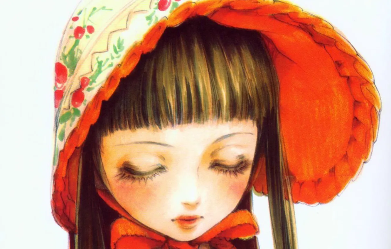 Photo wallpaper face, bow, art, closed eyes, visual novel, Kapor, chigusa, dolly kiss