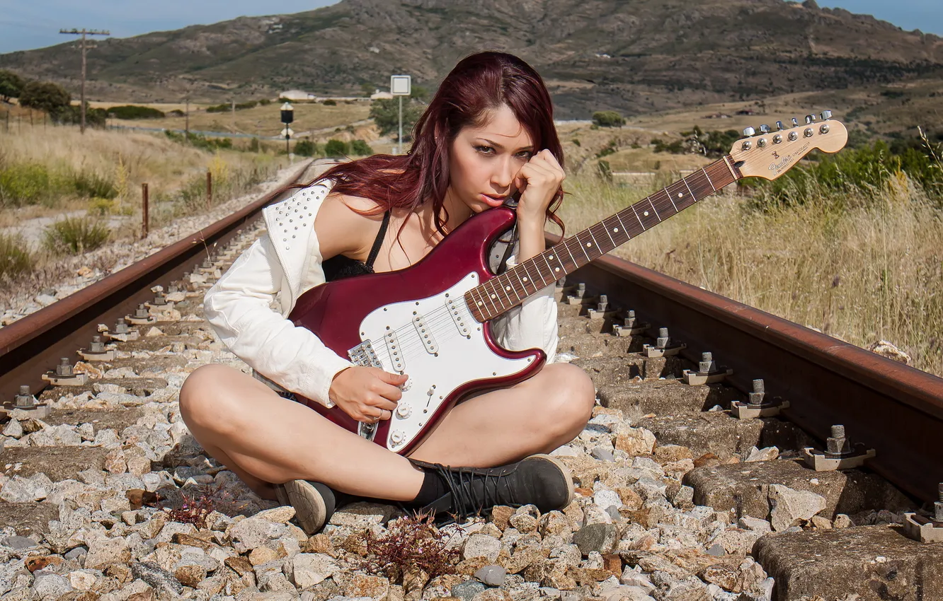 Photo wallpaper girl, music, guitar