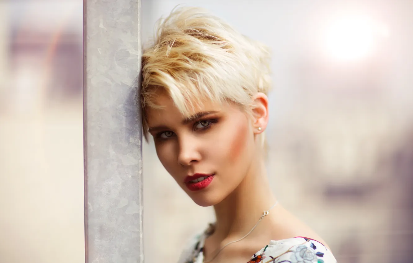 Photo wallpaper look, girl, face, background, model