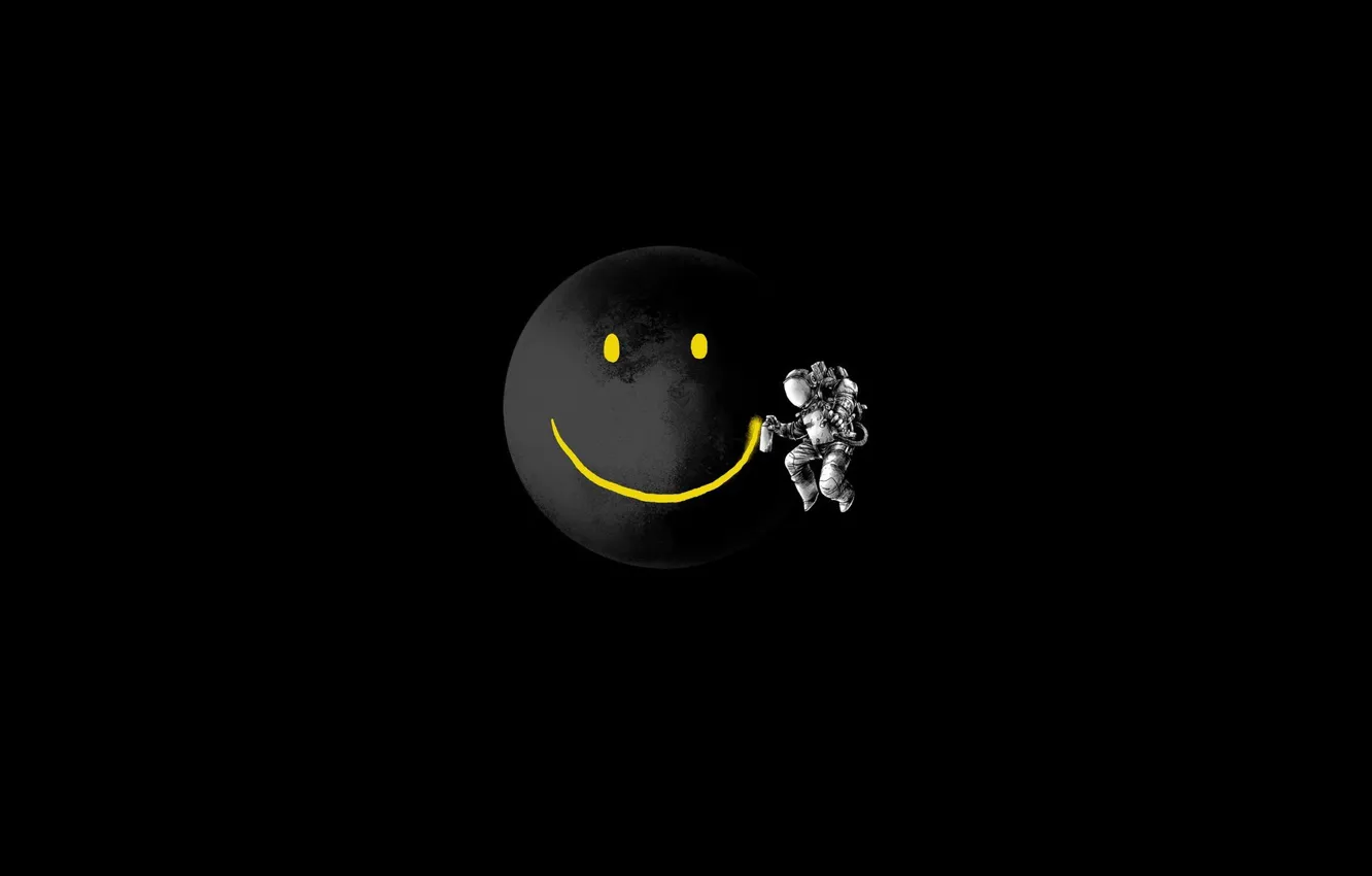 Photo wallpaper the moon, smiley, spray, astronaut