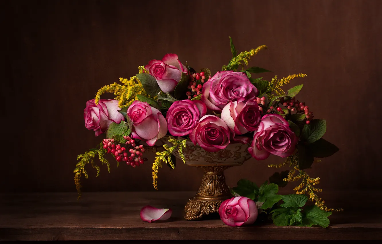Photo wallpaper roses, bouquet, still life