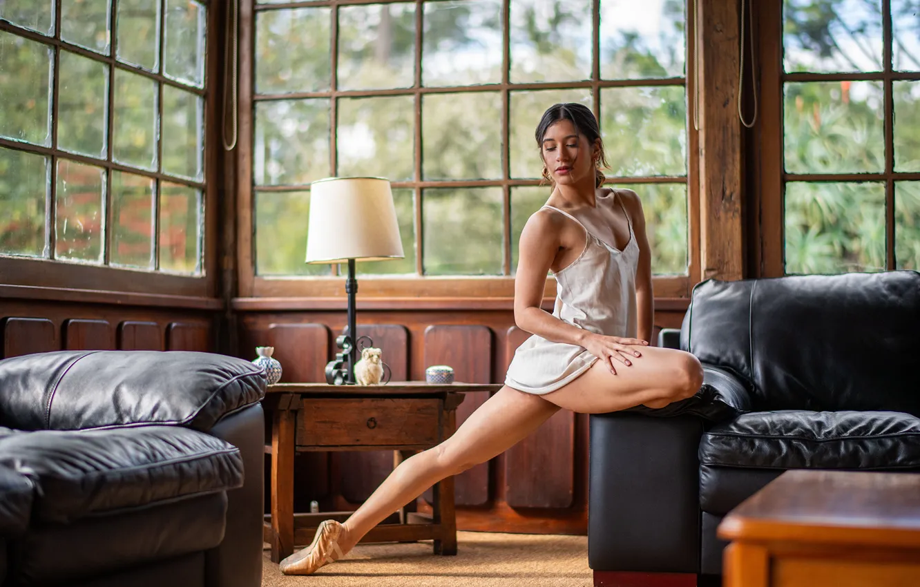 Photo wallpaper pose, sofa, feet, dress, ballet, Genuine