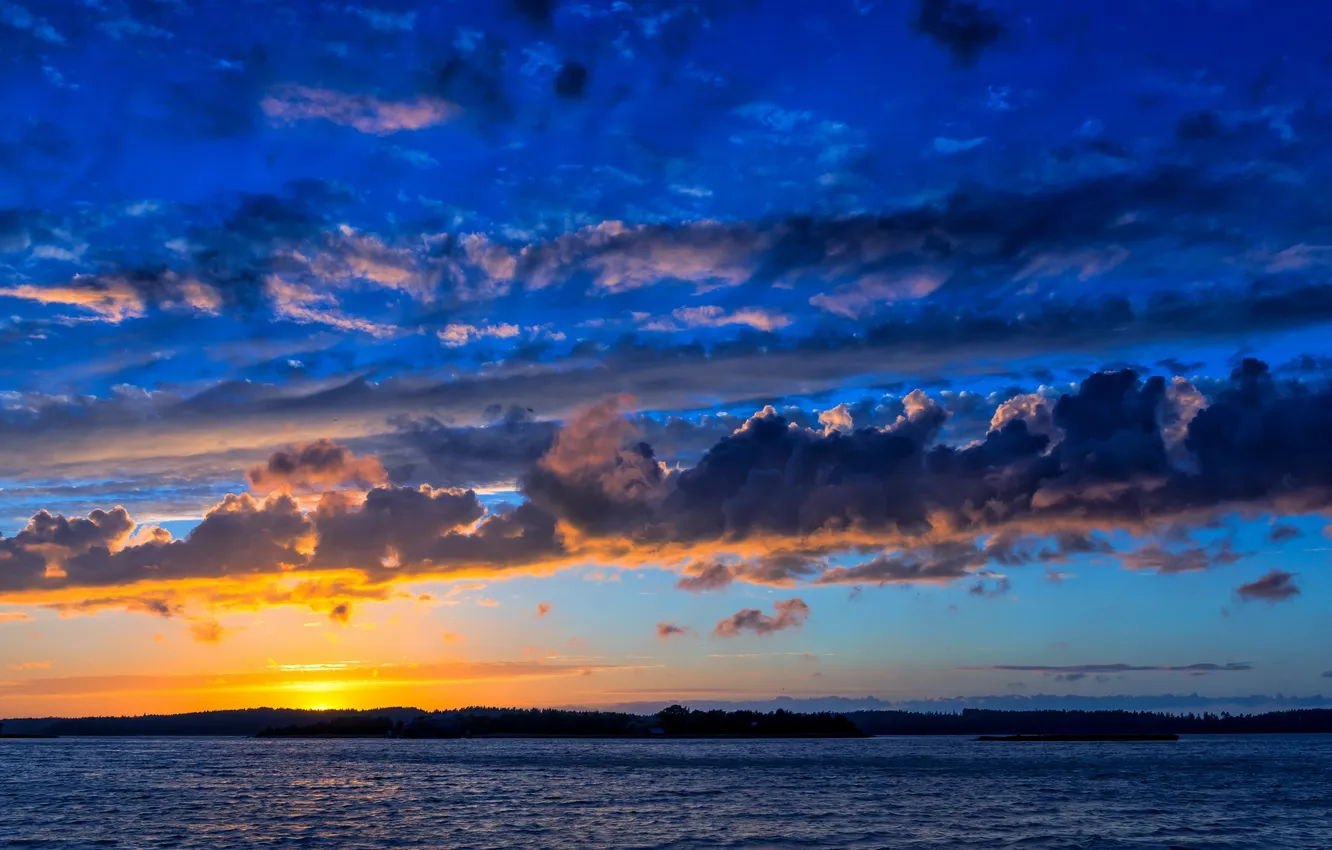 Photo wallpaper clouds, sunset, Finland, Finland, The Baltic sea, Baltic Sea