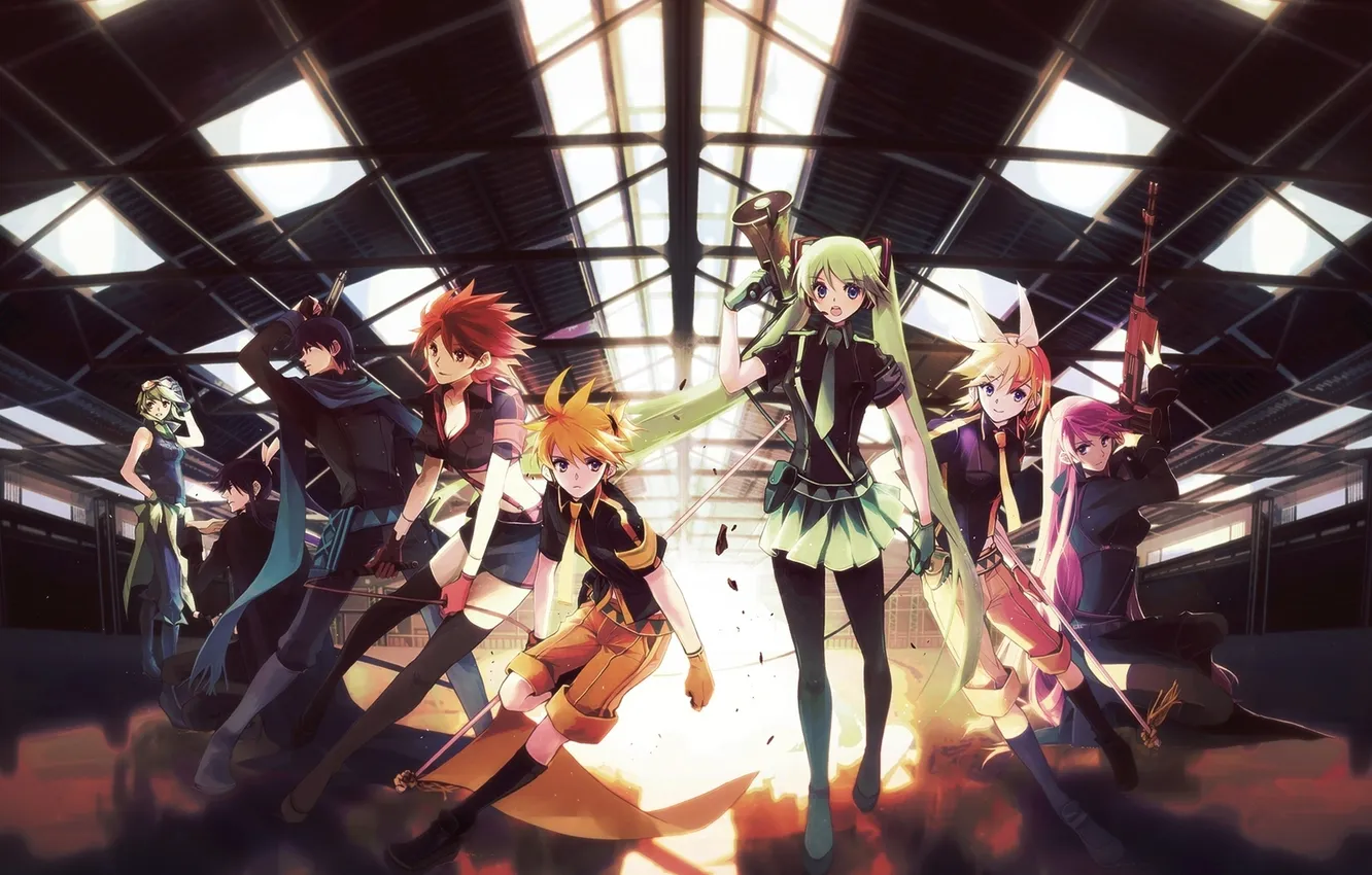 Photo wallpaper vocaloid, hatsune miku, megurine luka, Vocaloid, meiko, kaito, len kagamine, rin kagamine