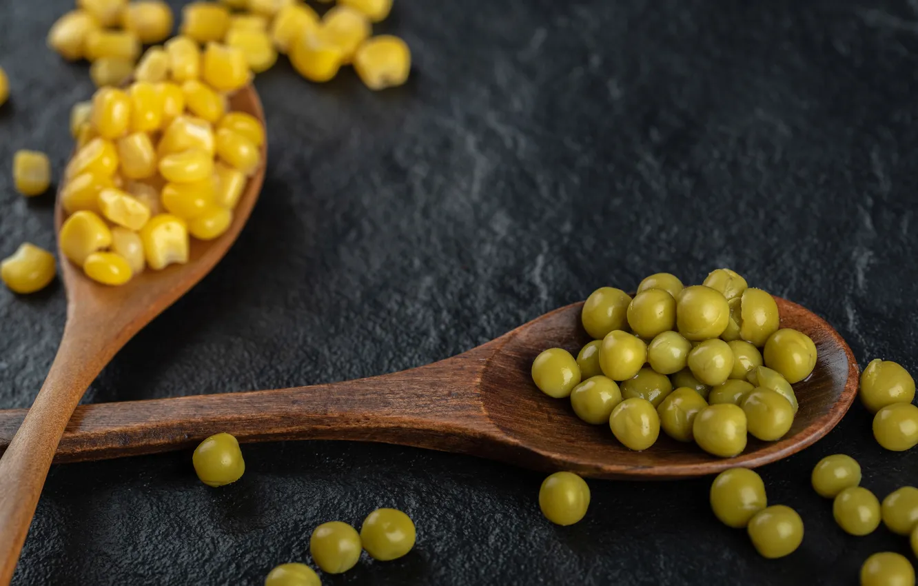 Photo wallpaper table, peas, green peas, green peas, young green peas
