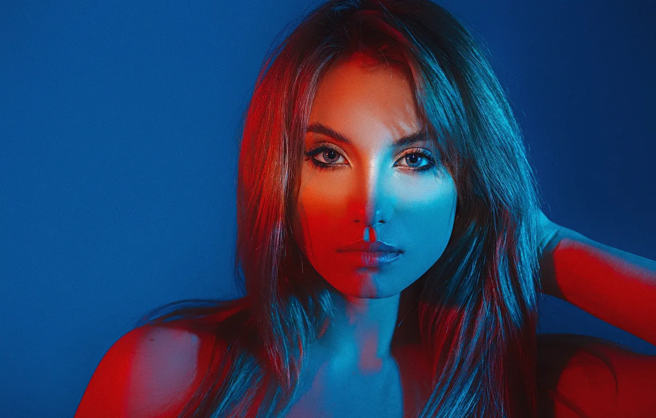 Photo wallpaper look, girl, face, background, hair, portrait, shoulders, Gregory Levin