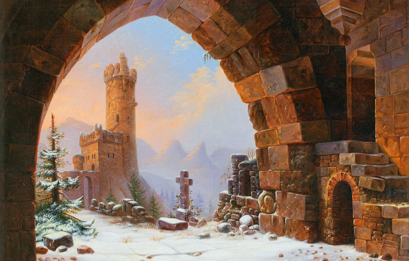 Photo wallpaper winter, Carl Hasenpflug, Carl Hasenpflug, Georg Carl Adolf Hasenpflug, Georg Carl Adolph Hasenpflug, German artist, …