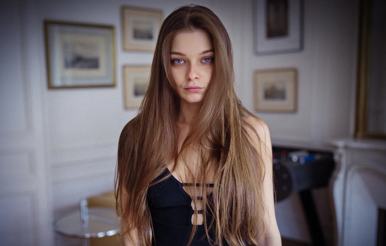 Photo wallpaper look, model, portrait, makeup, dress, hairstyle, brown hair, is