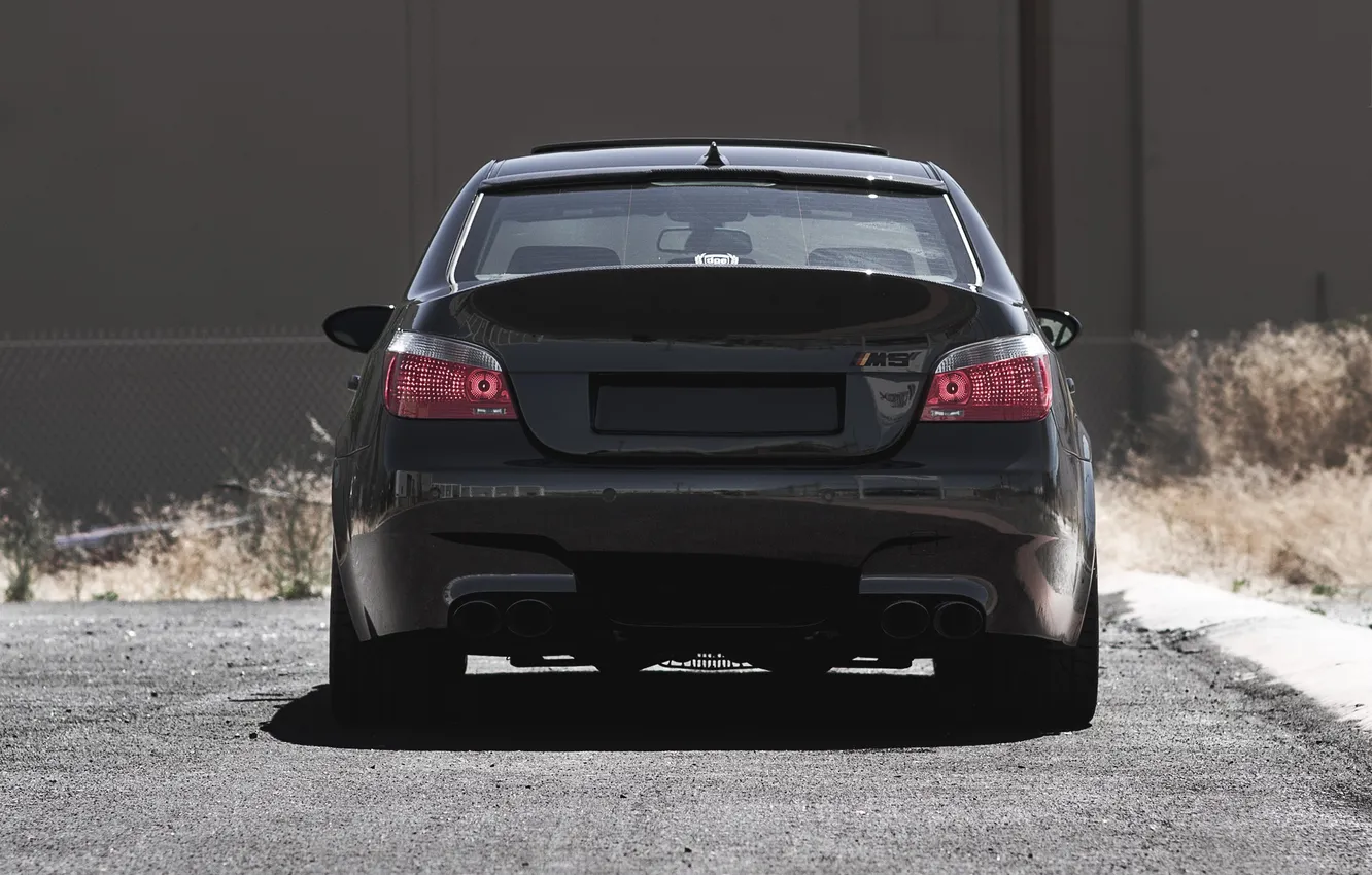 Photo wallpaper black, BMW, shadow, BMW, the fence, black, back, headlights