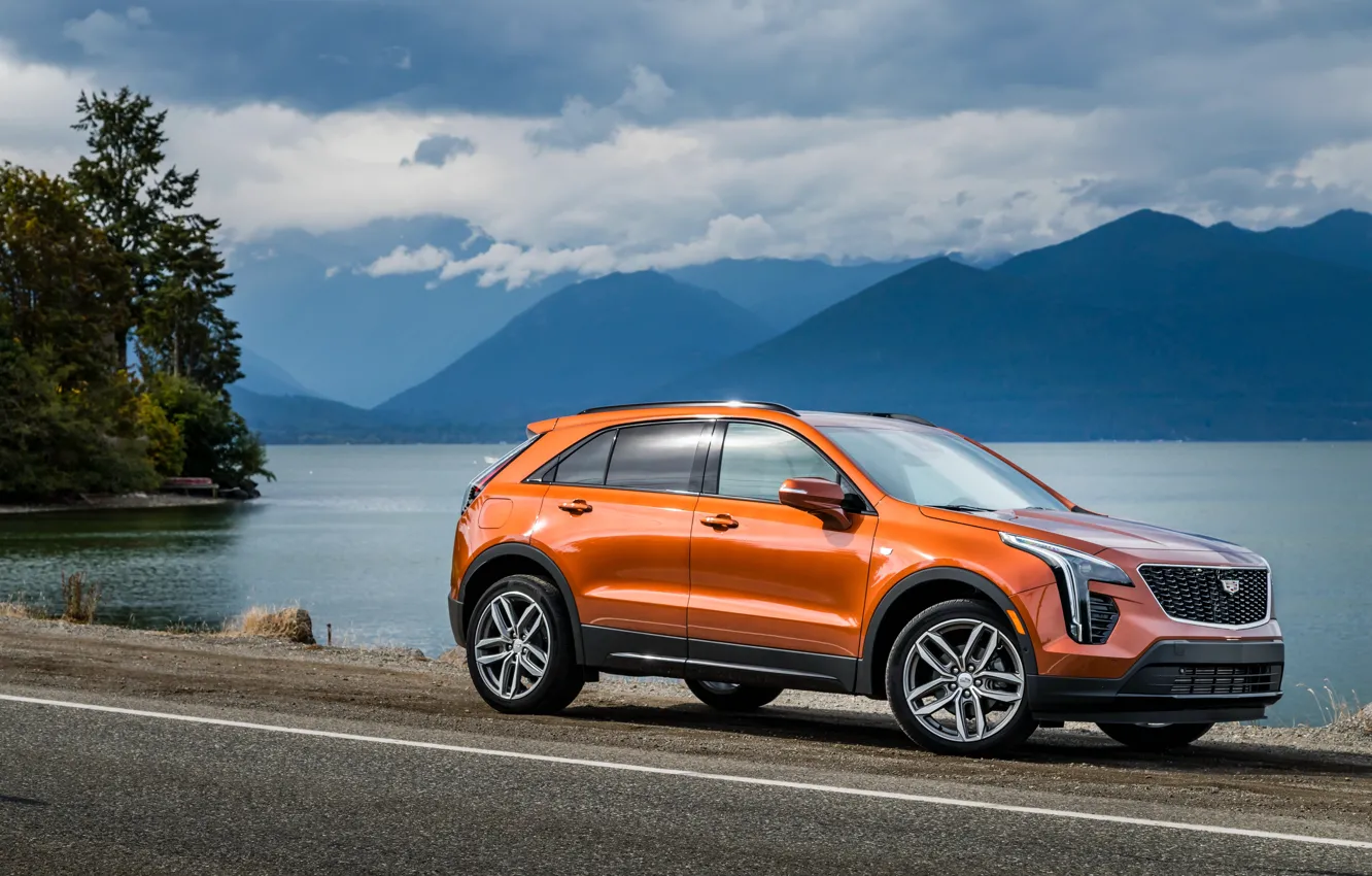 Photo wallpaper machine, mountains, nature, lake, Cadillac