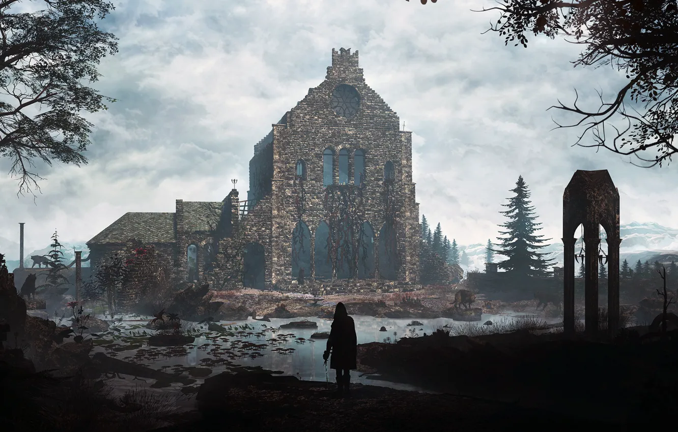 Photo wallpaper swamp, temple, ruins, Ciris Quest, The Abandoned Monastery