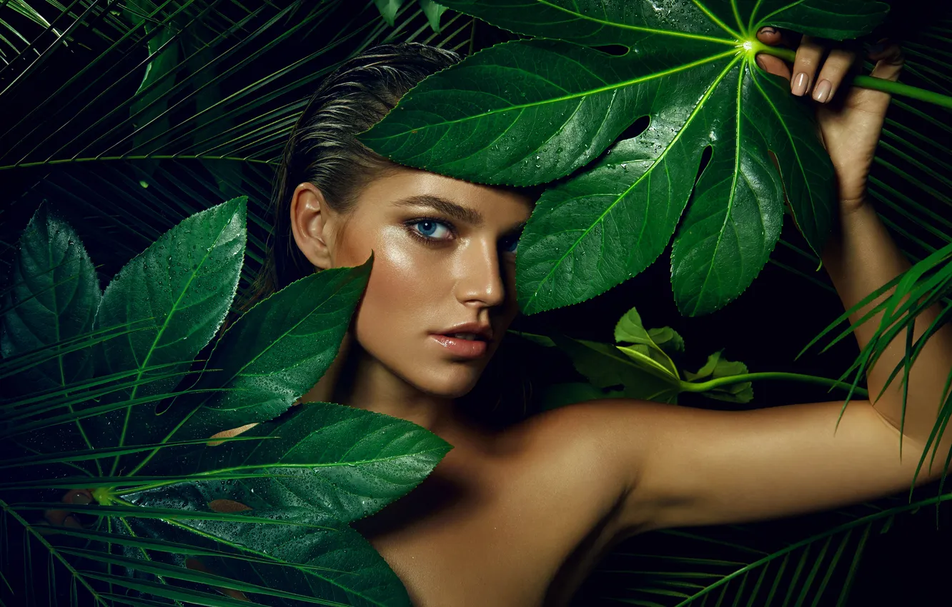 Photo wallpaper look, girl, tropics, model