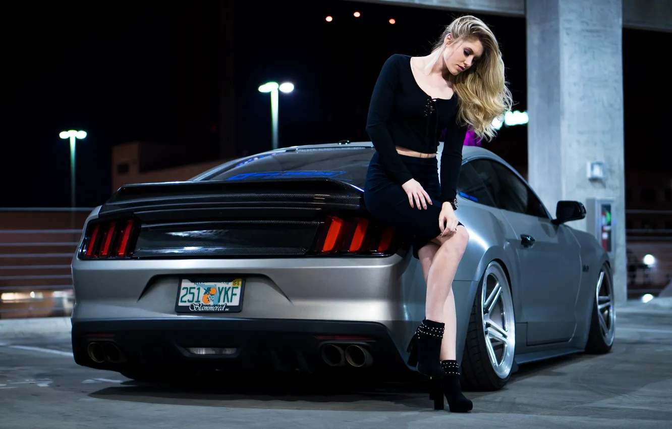 Photo wallpaper Ford, girl, Ford Mustang