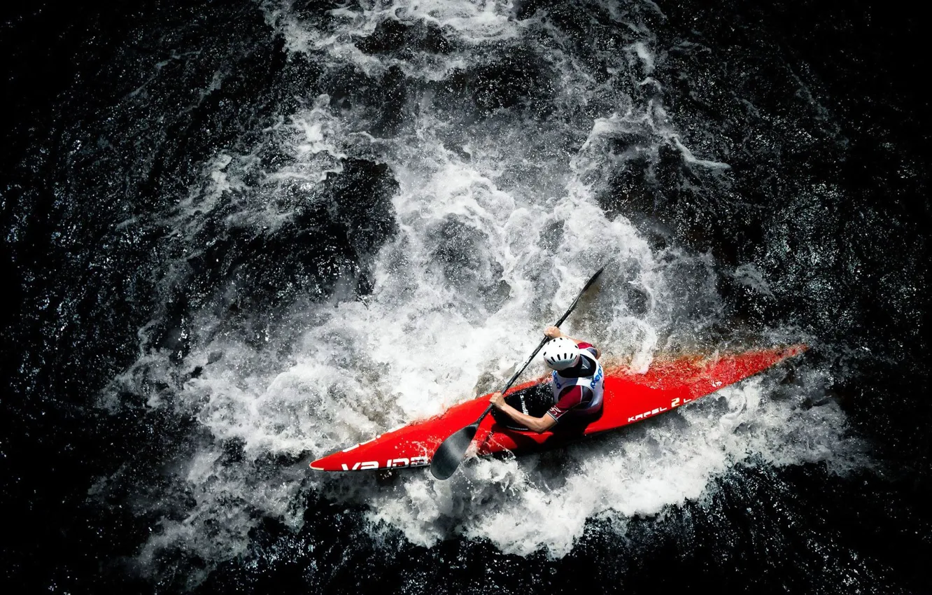 Photo wallpaper water, element, athlete, kayak, rowing, kayaking