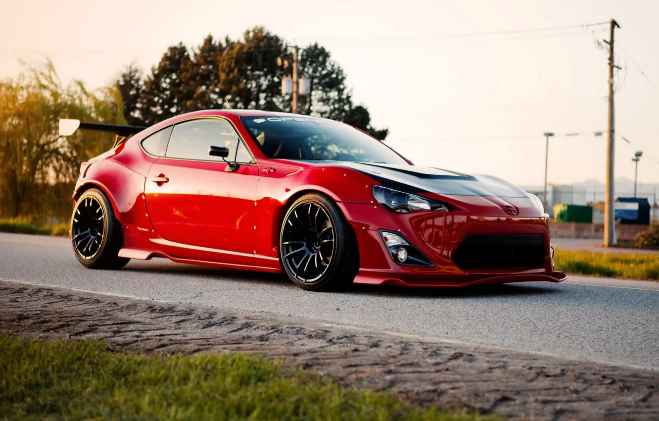 Photo wallpaper car, tuning, red, tuning, brz, scion fs-r