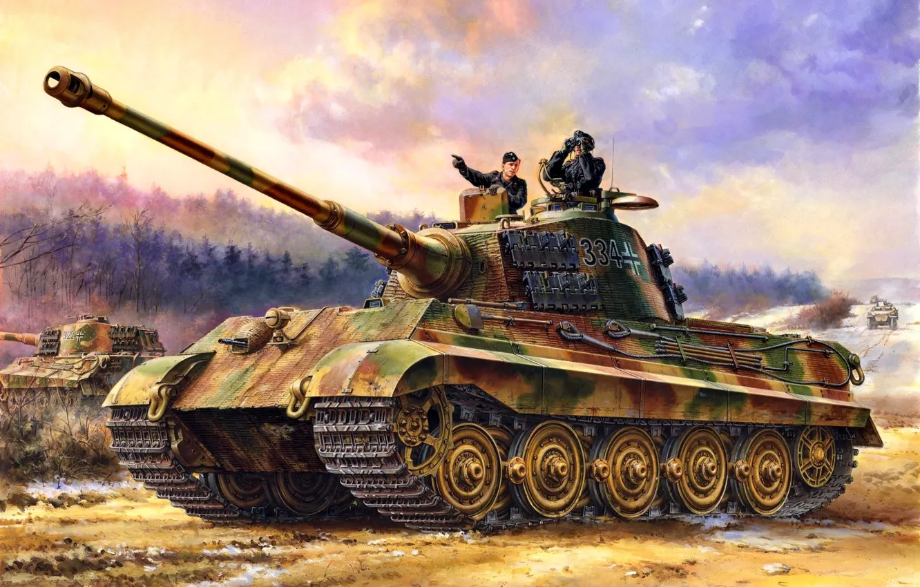 Photo wallpaper Germany, Tank, Tiger II, Heavy, The third Reich, WWII, Tankers, Panzerwaffe