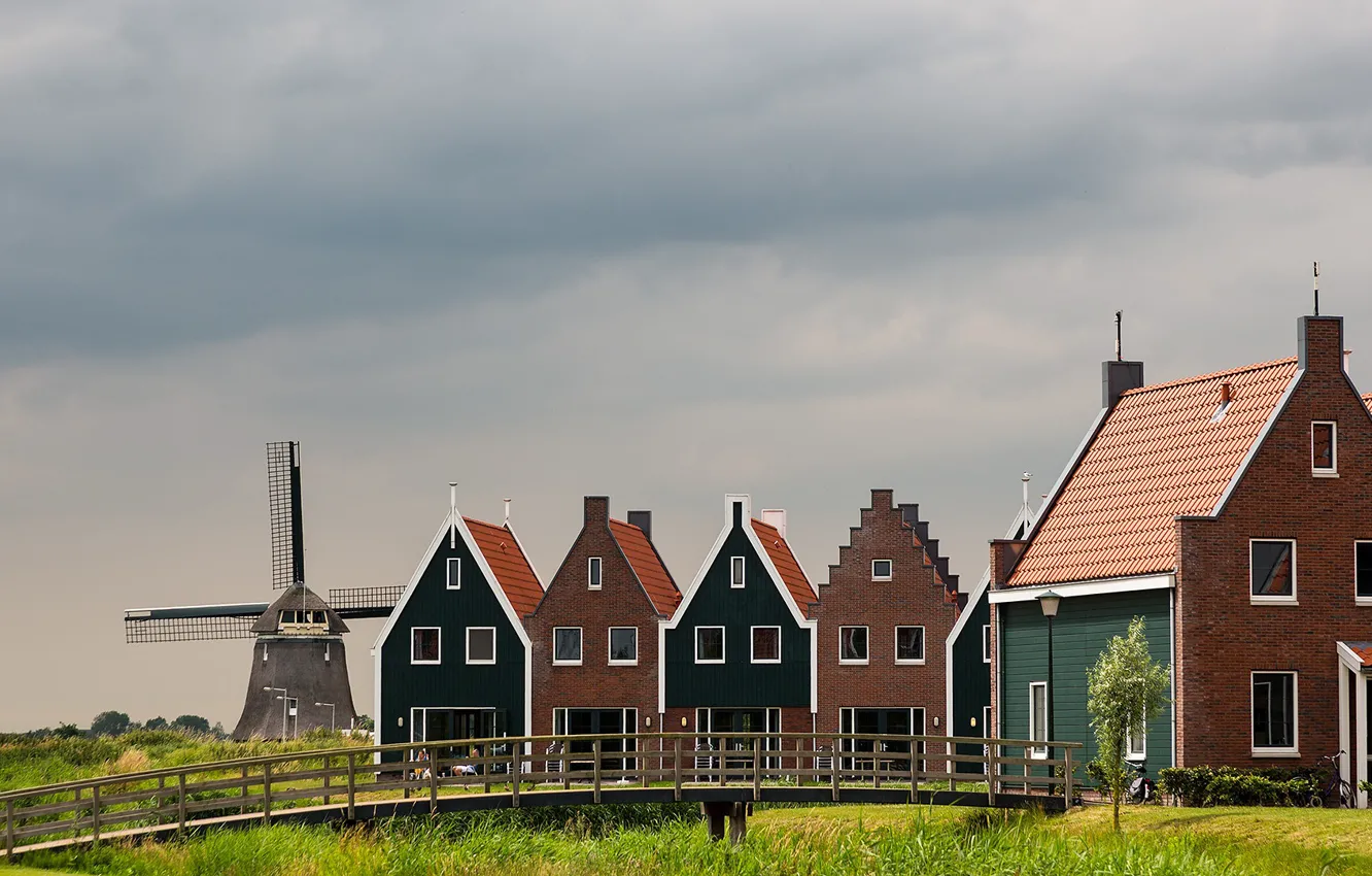 Photo wallpaper home, Netherlands, windmill, Volendam