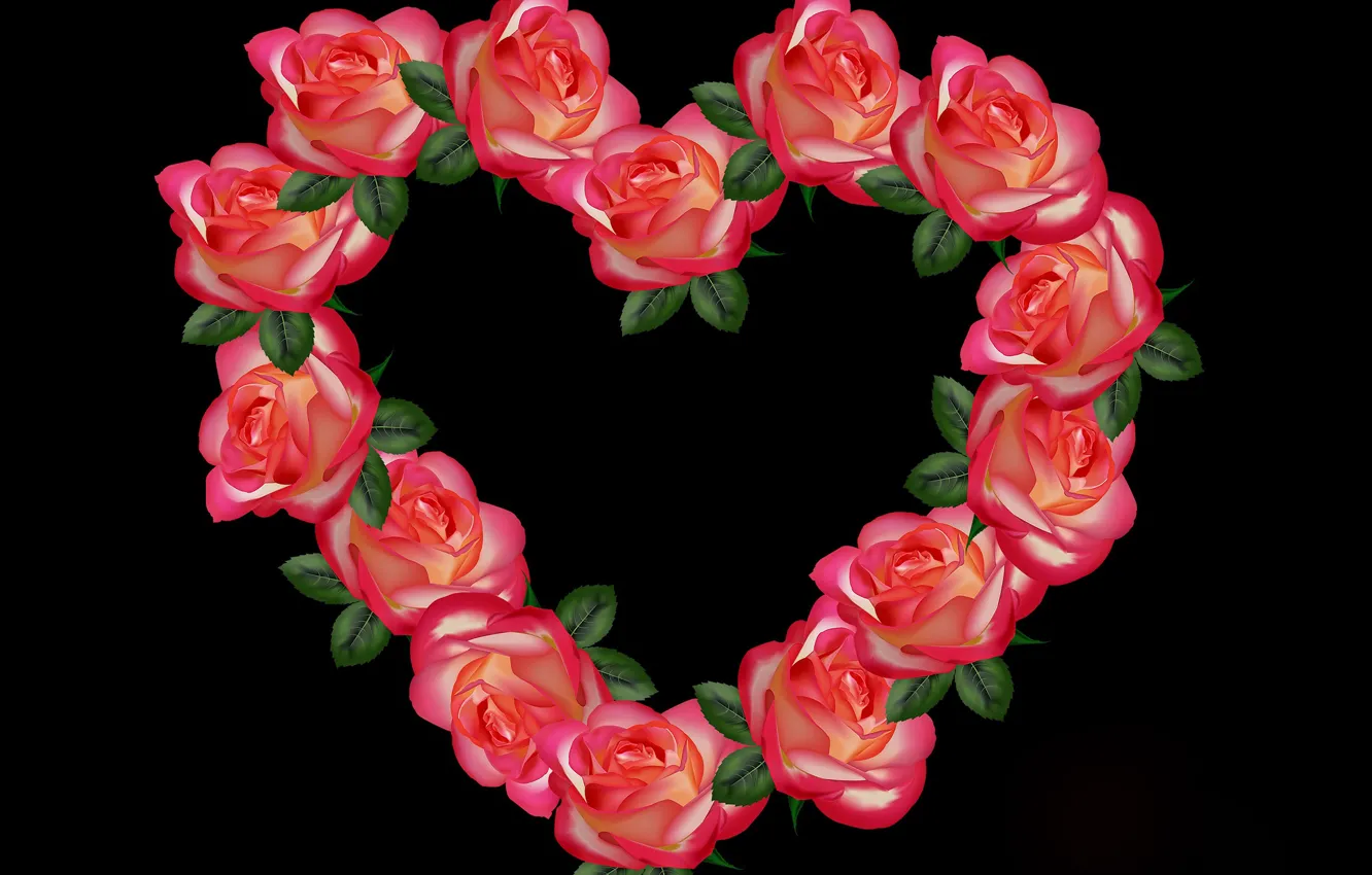 Photo wallpaper flowers, heart, roses, March 8