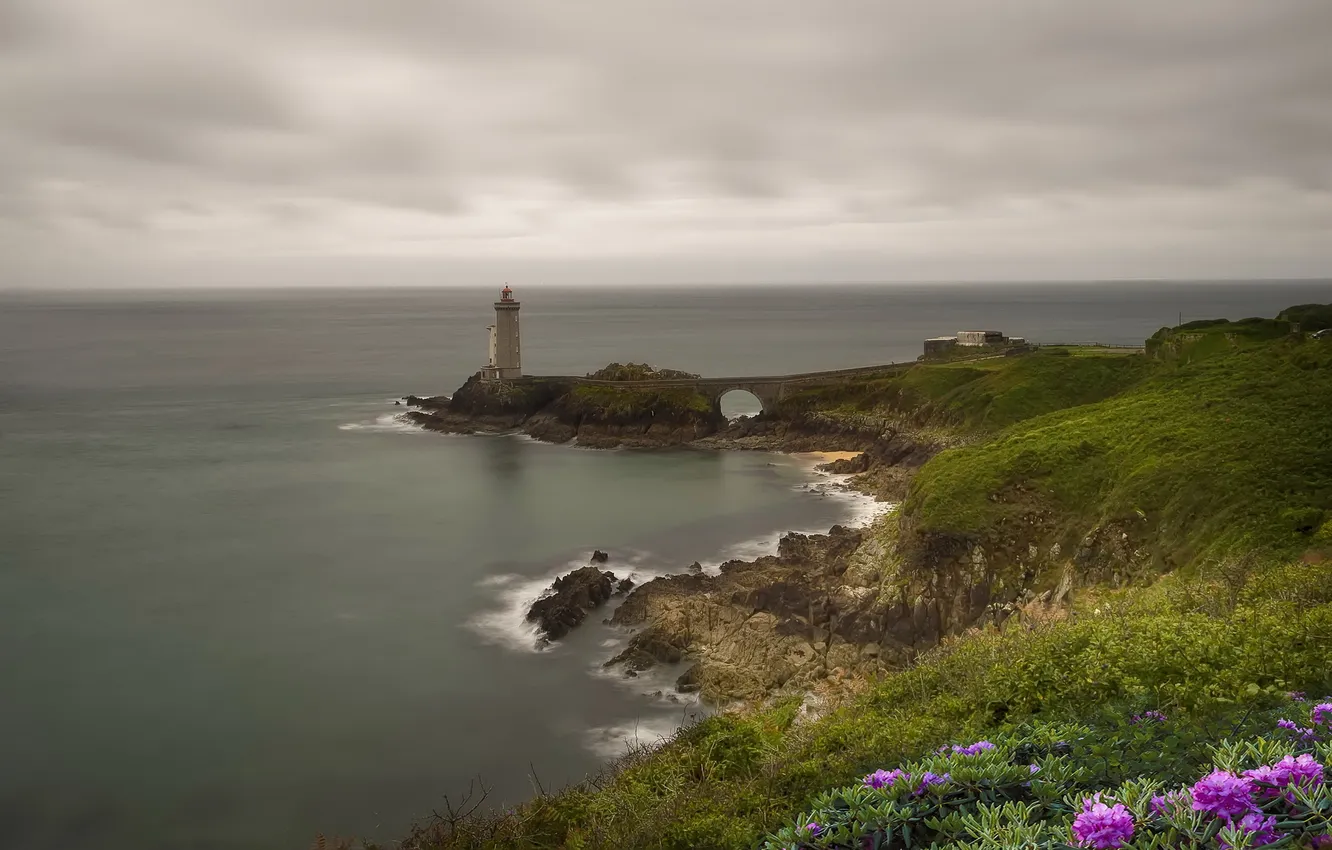 Photo wallpaper sea, shore, lighthouse