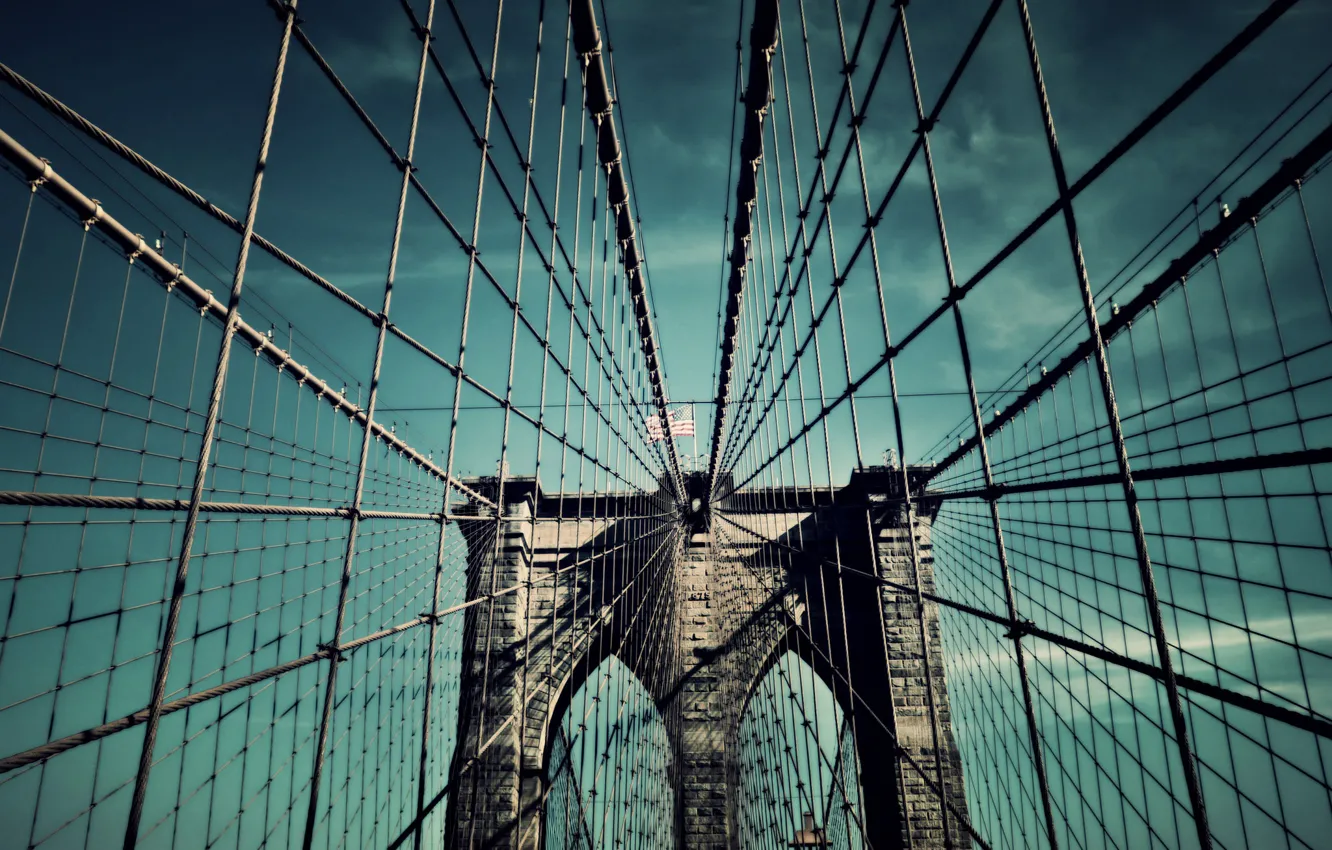 Photo wallpaper the city, bridge, Brooklyn Bridge, New York