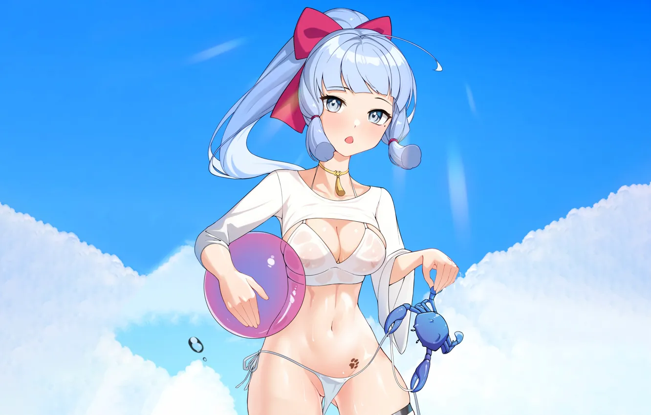 Photo wallpaper girl, sexy, cleavage, long hair, boobs, anime, beautiful, twintails