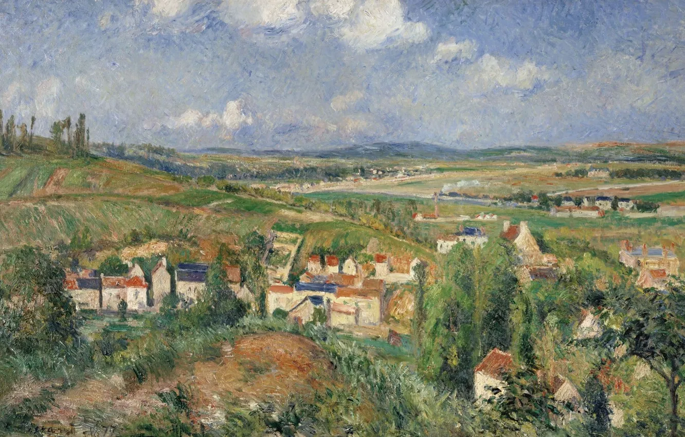 Photo wallpaper landscape, picture, Camille Pissarro, The Hermitage In The Summer. PONTOISE