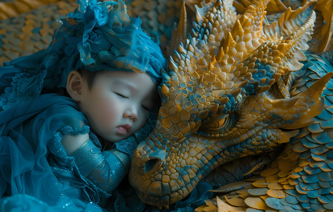 Photo wallpaper neural network, girl, pose, Princess, AI art, face, dragon, fantasy