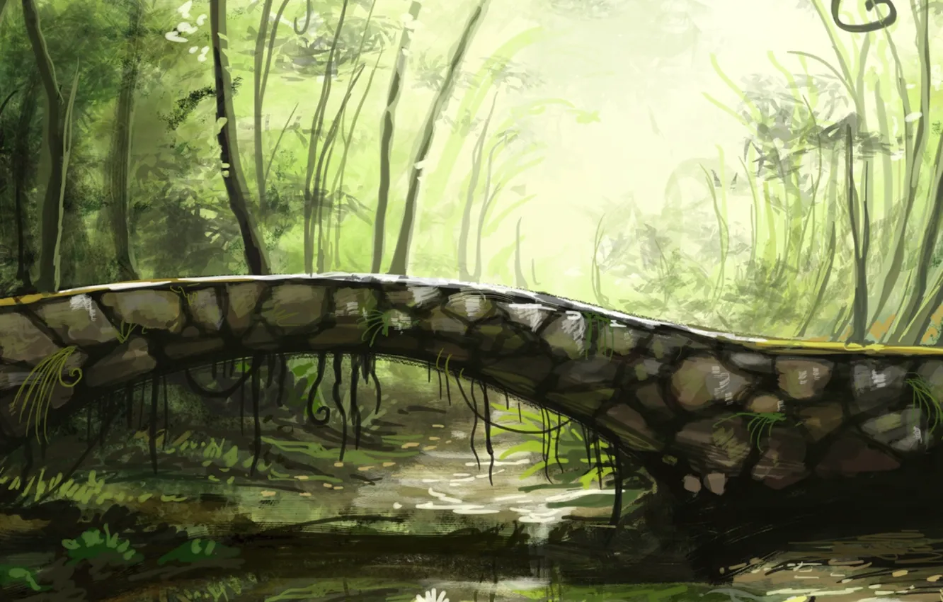 Photo wallpaper bridge, Park, art