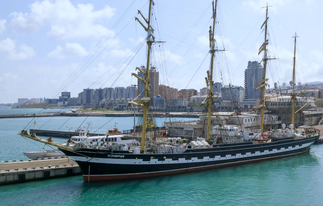 Photo wallpaper sailboat, port, Novorossiysk