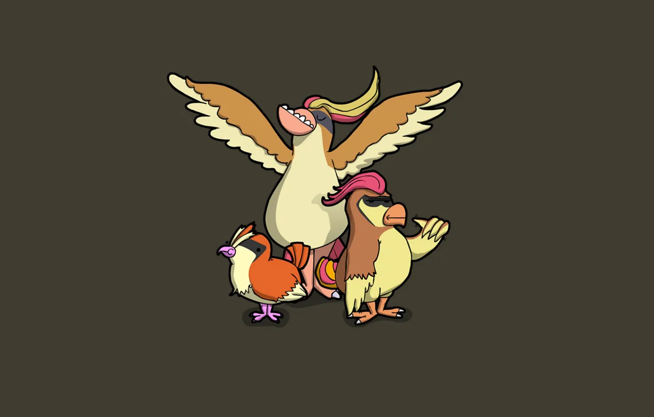 Photo wallpaper caricature, flying, pokemon, pokemon, Pidgeotto, pijit, PG, Pidgey